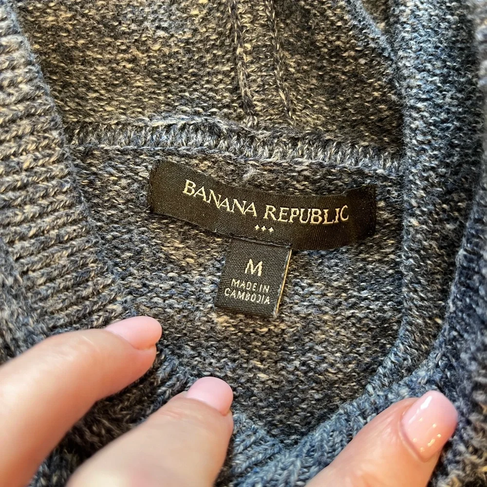 MEN'S SALE Banana Republic‎ Spacedye Popover Hoodie Gray Heathered Knit Medium